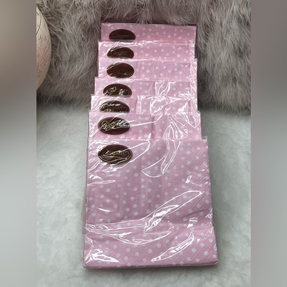 Lot of 7 pks Caspari Small Dots Luncheon Napkins PINK - 20 Per Package. - Picture 2 of 6